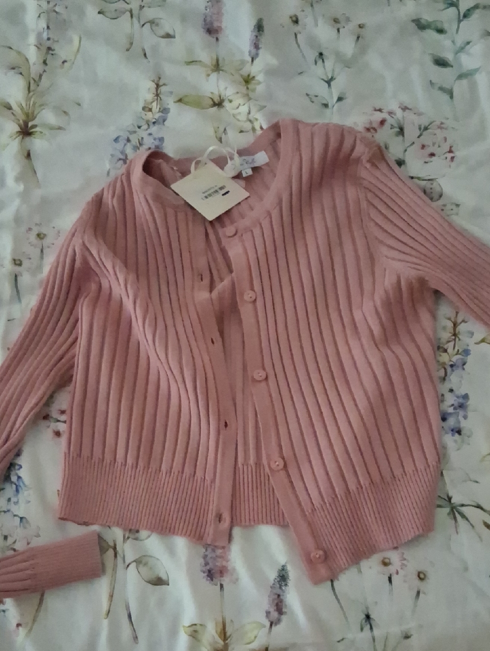 Donna Bella NWT Women's Ribbed Pink Cardigan Sweater